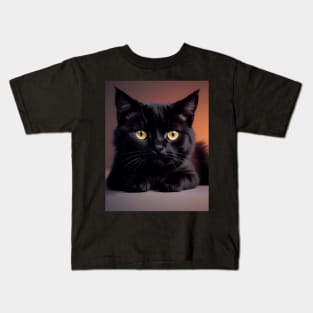 Black Cat - Modern Digital Art Kids T-Shirt